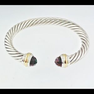 David Yurman Jewelry - David Yurman 7mm Silver& Gold Garnet Bracelet David Yurman Jewelry - David Yurman 7mm Silver& Gold Garnet Bracelet